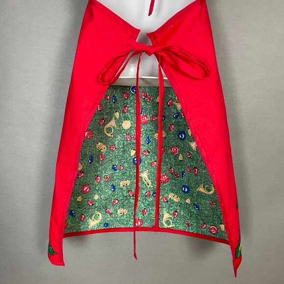Christmas Apron Tree Presents Pockets Handmade Novelty Gift Red Green Holiday - Picture 5 of 13